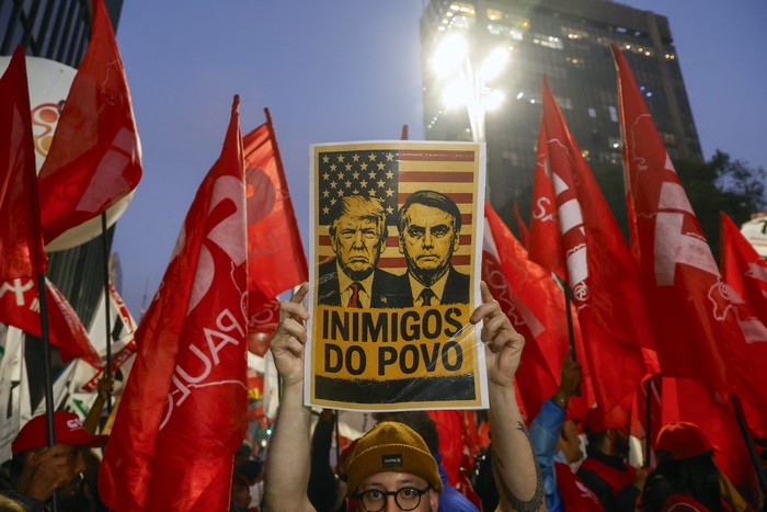 Movilización, el 10 de julio, en San Pablo. · Foto: Miguel Schincariol / AFP Movilización, el 10 de julio, en San Pablo. · Foto: Miguel Schincariol / AFP