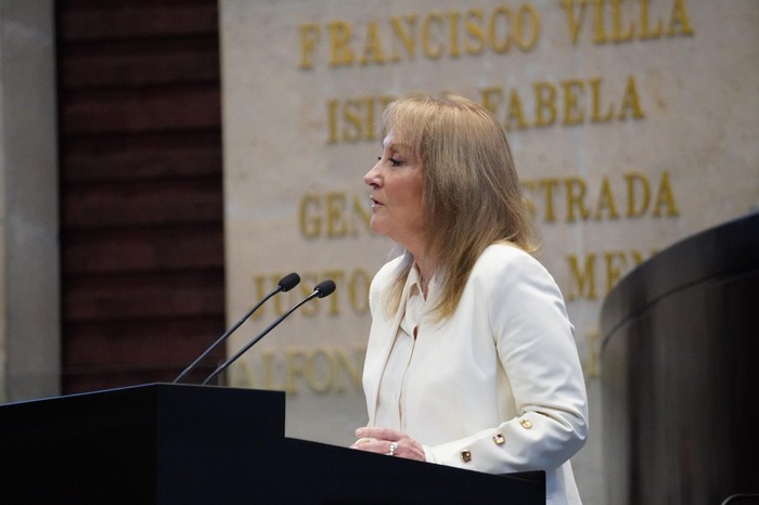 Carolina Cosse, en el foro parlamentario, el 11 de agosto, en México · Foto: x Carolina Cosse, en el foro parlamentario, el 11 de agosto, en México · Foto: x