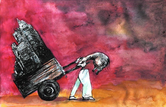 Foto principal del artículo 'A mitad de camino' · Ilustración: Ramiro Alonso Foto principal del artículo 'A mitad de camino' · Ilustración: Ramiro Alonso